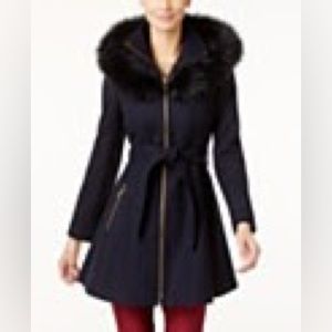 Laundry by Shelli Segal Faux-Fur Skirted Swing Coat